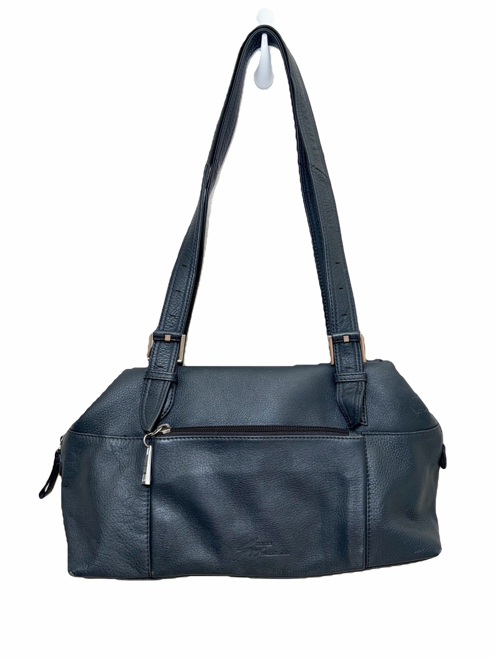 Stone Mountain Accessories Gray Blue Pebbled Leather Shoulder Bag